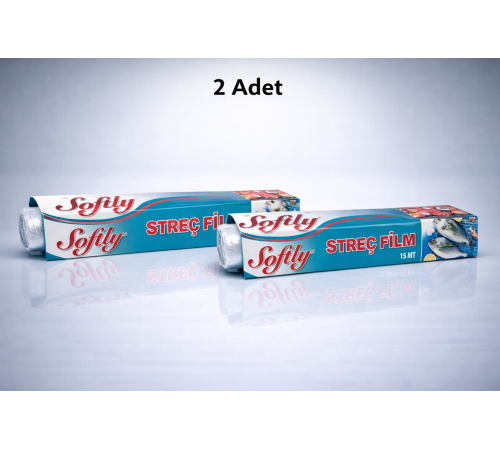 Softly Streç Film 15 Metre Gıda Streç Film Mutfak Streç Folyo Şeffaf Saklama Filmi 2 Adet