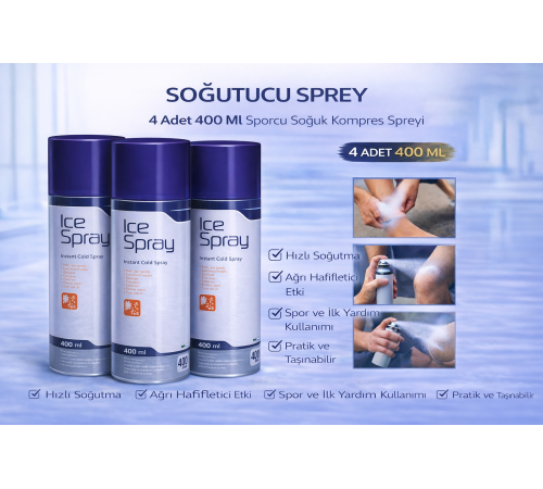 Soğutucu Sprey 400 Ml 4 Adet Sporcu Soğuk Kompres Spreyi