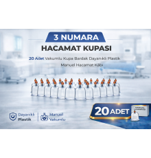 3 Numara Hacamat Kupası 20 Adet Vakumlu Kupa Bardak Dayanıklı Plastik Manuel Hacamat Kabı