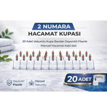 2 Numara Hacamat Kupası 20 Adet Vakumlu Kupa Bardak Dayanıklı Plastik Manuel Hacamat Kabı