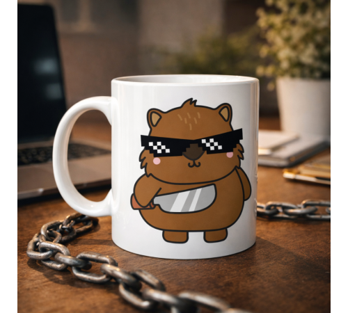 Cool Ayıcık Tasarımlı Porselen Kupa MODEL 84 – Eğlenceli, Karizmatik ve Dikkat Çekici Kahve Kupası