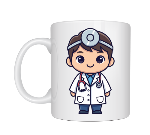 Sevimli Doktor Tasarımlı Porselen Kupa MODEL 167 – Doktor Hediyesi Kahve Kupası – Sağlık Çalışanı ve Tıp Temalı Hediye Kupa