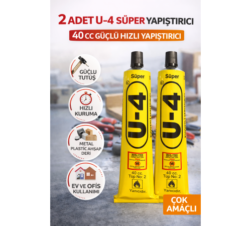 2 Adet U-4 Süper Yapıştırıcı 40 CC Güçlü Hızlı Yapıştırıcı Çok Amaçlı Metal Plastik Ahşap Deri Yapıştırıcı
