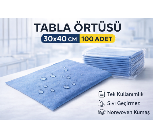 Tabla Örtüsü 30x40 Cm 100 Adet Tek Kullanımlık Sıvı Geçirmez Nonwoven Örtü