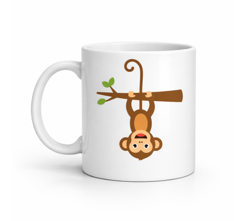 Sevimli Maymun Desenli Porselen Kupa MODEL 73 – Eğlenceli Tasarım, Kahve & Çay Kupası