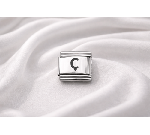 Nomination Uyumlu Ç Harfi Charm – Çelik Harfli Bileklik Aksesuarı , Kişiye Özel Modüler Takı