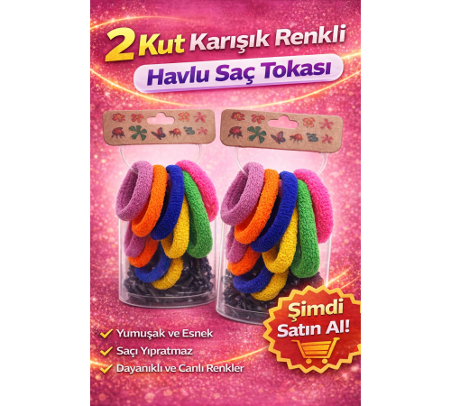 6’lı 2 Paket Karışık Renkli Havlu Saç Tokası Yumuşak Elastik Dayanıklı Lastik Toka Seti