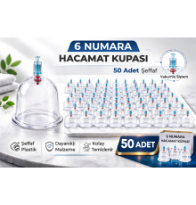 6 Numara Hacamat Kupası 50 Adet Vakumlu Kupa Bardak Dayanıklı Plastik Manuel Hacamat Kabı