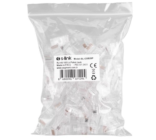 S-LINK SL-COB20P CAT6 EZRJ-45 YENİ NESİL UTP KONNEKTÖR 100 LÜ KUTU