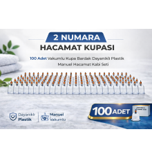 2 Numara Hacamat Kupası 100 Adet Vakumlu Kupa Bardak Dayanıklı Plastik Manuel Hacamat Kabı