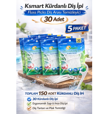 Ksmart Kürdanlı Diş İpi 30 Adet Floss Picks Diş Arası Temizleyici 5 Paket