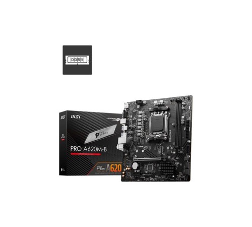 MSI PRO A620M-B DDR5 6800MT/S 1XVGA 1XHDMI 1XM.2 USB3.2 MATX AM5 (AMD AM5 9000/8000/7000 SERİLERİ İLE UYUMLU)