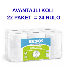Profesyonel İçten Çekmeli Tuvalet Kağıdı 24 Rulo | Mini Cimri | 2 Katlı %100 Selüloz 2X12RULO