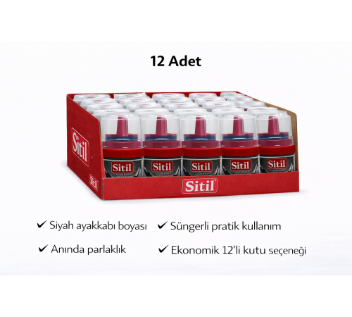 Sitil Classic Ayakkabı Boyası Siyah Parlatıcı Süngerli 12 Adet
