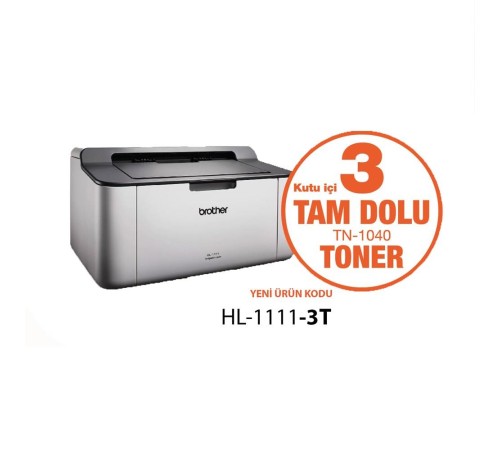 BROTHER HL-1111-3T MONO LAZER YAZICI (3 TAM DOLU TONER)