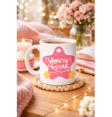 You’re a Star "SEN YILDIZSIN" Yazılı Porselen Kupa MODEL 154 – Motivasyon Temalı, Özel Tasarım Kahve & Çay Kupası