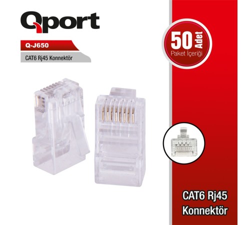 QPORT Q-J650 CAT6 50 LİK RJ-45 KONNEKTÖR