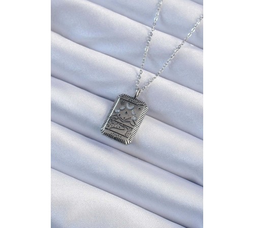 316L Çelik Zincir Eskitme Gümüş Renk Ay Figürlü Tarot Kolye