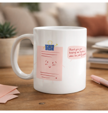 Thank You For Keeping Me Together Yazılı Porselen Kupa Model 28 Anlamlı, Sevimli Tasarım Hediye Kupası