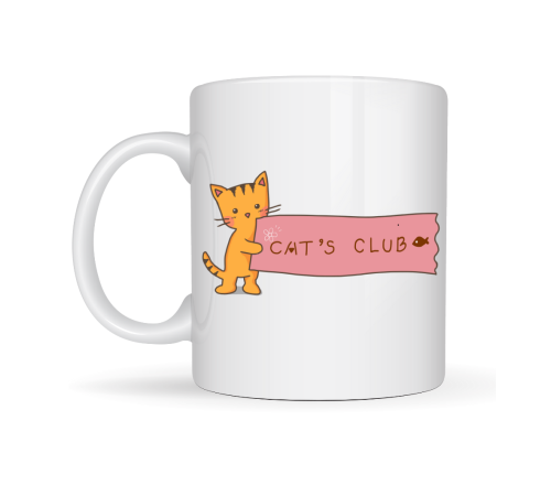 Cat’s Club Kedi Desenli Porselen Kupa MODEL 68 – Sevimli Turuncu Kedi Figürlü, Kahve & Çay Kupası, Kedi Severlere Özel Hediye