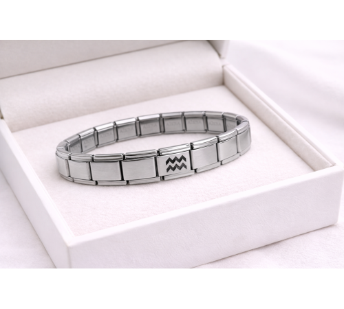 Çelik Nomination Bileklik Kova Burcu | Paslanmaz Çelik Burç Bilekliği | Modern ve Özgün Tasarım