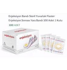Enjeksiyon Bandı Steril Yuvarlak Flaster Enjeksiyon Sonrası Yara Bandı 100 Adet 1 Kutu