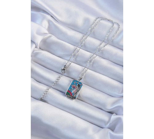 316L Çelik Zincir Gümüş Renk Taç ve Kız Figürlü Renkli Mineli Tarot Kolye