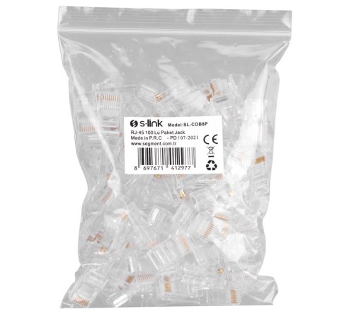 S-LINK SL-COB8P RJ-45 KONNEKTÖR 100 LÜ PAKET