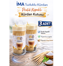 İMA Tuzluklu Kürdan 3 Adet | Pratik Kapaklı Kürdan Kutusu