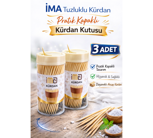 İMA Tuzluklu Kürdan 3 Adet | Pratik Kapaklı Kürdan Kutusu