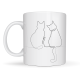 Minimal Çizim İki Kedi Desenli Porselen Kupa MODEL 77 – Sevgi Temalı Şık Tasarım, Kahve & Çay Kupası
