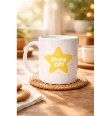 Shine On "PARLAMAYA DEVAM ET" Yıldız Tasarımlı Porselen Kupa MODEL 155 – Motivasyon Kupası – Günlük Kullanıma Uygun Şık Kahve & Çay Kupası