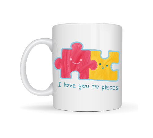 I Love You To Pieces Baskılı Porselen Kupa Model 14 - Sevgiliye Arkadaşa Özel Tasarım Kahve Kupası - Hediye Kupası