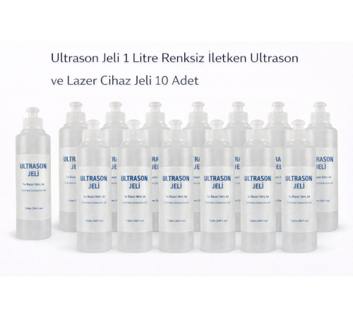 Ultrason Jeli 1 Litre Renksiz İletken Ultrason ve Lazer Cihaz Jeli 10 Adet