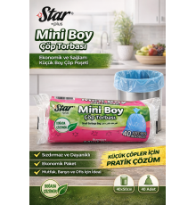 Star Plus Mini Boy Çöp Torbası 40'lı 1 Paket 40x50 cm Dayanıklı Sızdırmaz Küçük Boy Çöp Poşeti