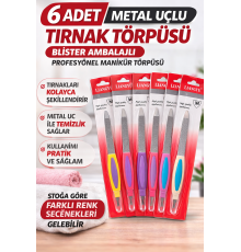 6 Adet Metal Uçlu Tırnak Törpüsü Blister Ambalajlı Profesyonel Manikür Törpüsü Seti