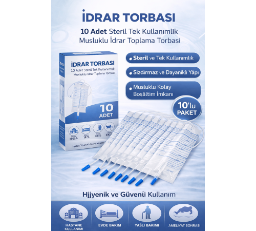 İdrar Torbası Steril Medikal İdrar Toplama Torbası 10 ADET