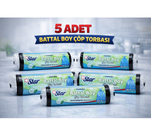 Star Plus Standart Büyük Boy Atık Poşeti 65x80 cm 10 Adet Dayanıklı Sızdırmaz Atık Torbası 5 Adet