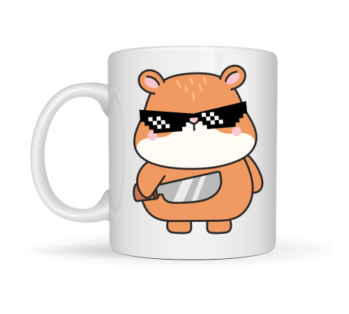 Cool Hamster Tasarımlı Porselen Kupa MODEL 81 – Eğlenceli, Karizmatik ve Enerji Dolu Kahve Kupası