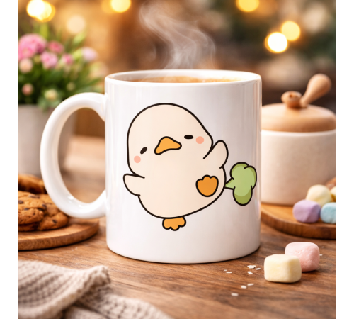 Sevimli Civciv Tasarımlı Porselen Kupa MODEL 90 – Eğlenceli, Tatlı ve Neşe Dolu Kahve Kupası