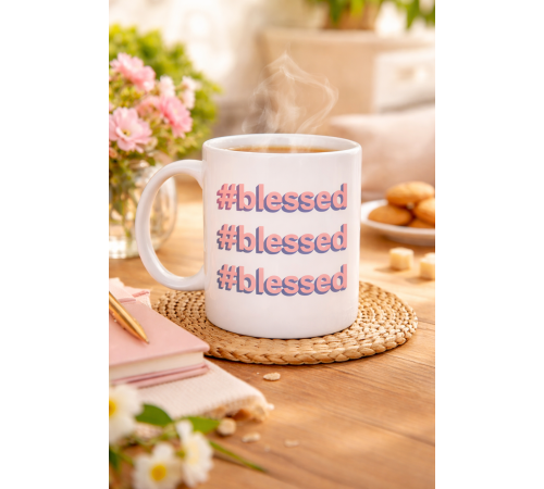#Blessed Yazılı Porselen Kupa Model 34 – Motivasyonlu Kahve Kupası - Günlük Kullanım & Hediye