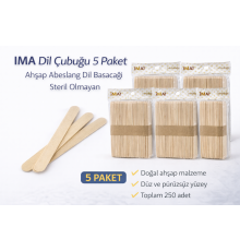 İMA Dil Çubuğu 50 Adet Ahşap Abeslang Steril Olmayan Tahta Dil Basacağı 5 Paket
