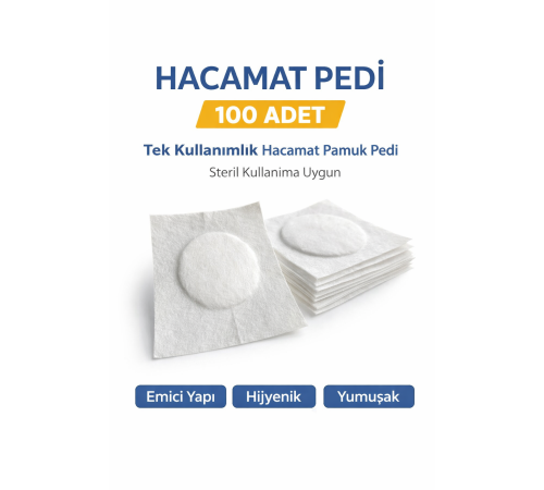 Hacamat Pedi 100 Adet – Tek Kullanımlık Hacamat Pamuk Pedi Steril Kullanıma Uygun