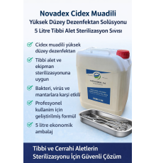 Novadex   Yüksek Düzey Dezenfektan Solüsyonu 5 Litre Tıbbi Alet Sterilizasyon Sıvısı