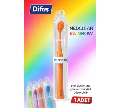 Difaş Medclean Rainbow Diş Fırçası 1 Adet Orta Sert Renkli Yetişkin Diş Fırçası