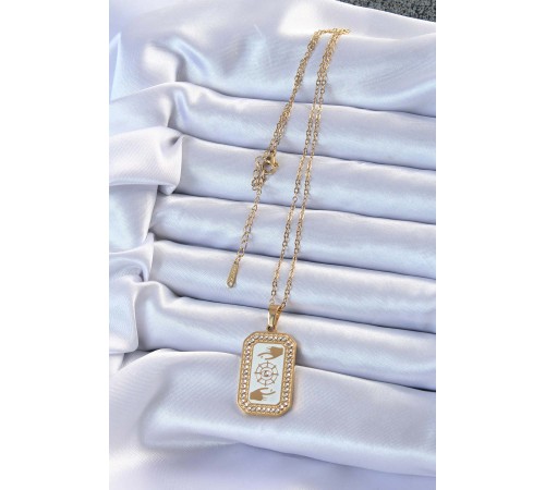 316L Çelik Zincir Altın Renk Mineli Zirkon Taşlı Göz Figür Tarot Kolye