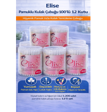 Elise Pamuklu Kulak Çubuğu 100'lü 12 Kutu Toplam 1200 Adet Pamuk Uçlu Kulak Temizleme Çubuğu Seti