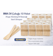 İMA Dil Çubuğu 50 Adet Ahşap Abeslang Steril Olmayan Tahta Dil Basacağı 10 Paket