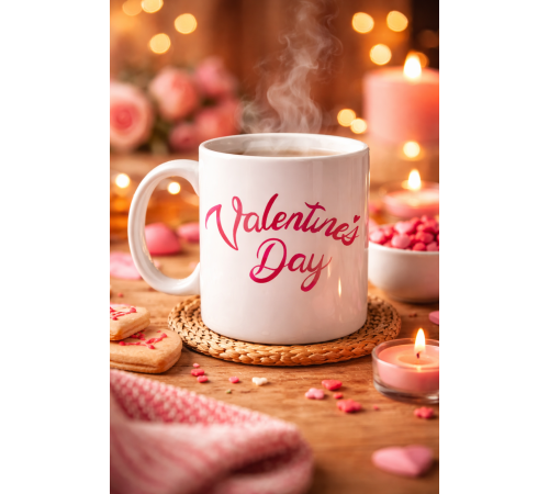 Valentine’s Day Porselen Kupa Model 3 – Aşk Temalı Özel Tasarım Kahve & Çay Kupası , Sevgililer Günü Hediyesi