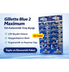Jilet Blue 2 Maximum Tek Kullanımlık Tıraş Bıçağı 20 Adet Ekonomik Paket